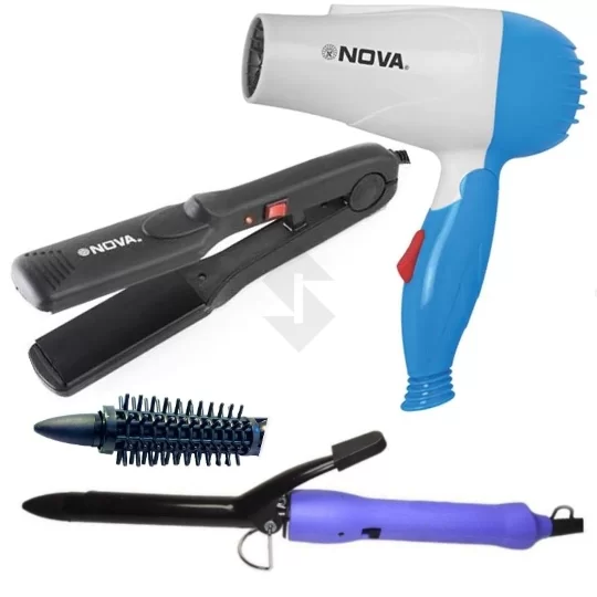 Nova Hair Straightener Hair Crimper And Hair Curler 2 In 1 And Hair Dryer  Combo Of 3 - Sams Collection
